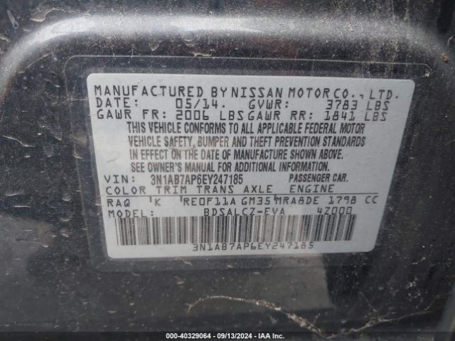 3N1AB7AP6EY247185 Nissan SENTRA S