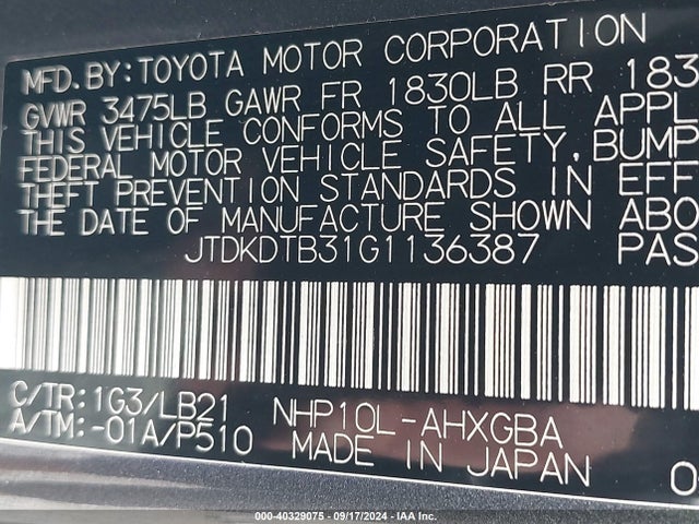 Toyota Prius C Four 2016 JTDKDTB31G1136387 Image 9
