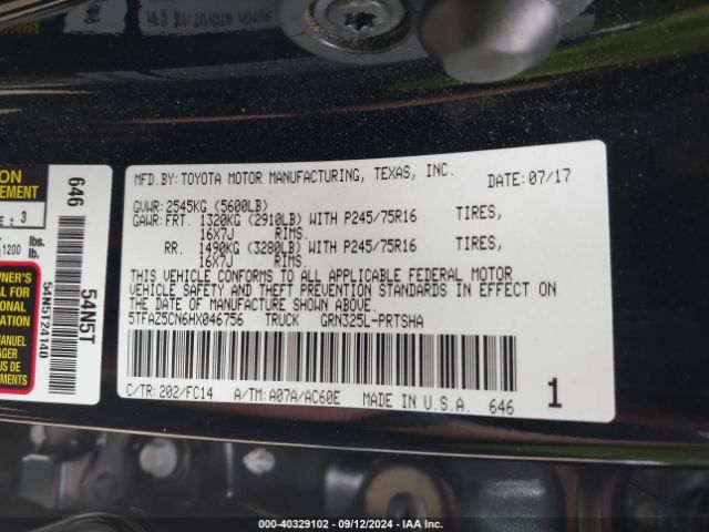 5TFAZ5CN6HX046756 Toyota Tacoma Sr5 V6