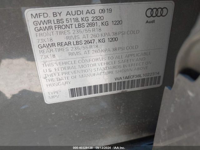 WA1AECF38L1022314 Audi Q3 Premium 45 Tfsi Quattro Tiptronic
