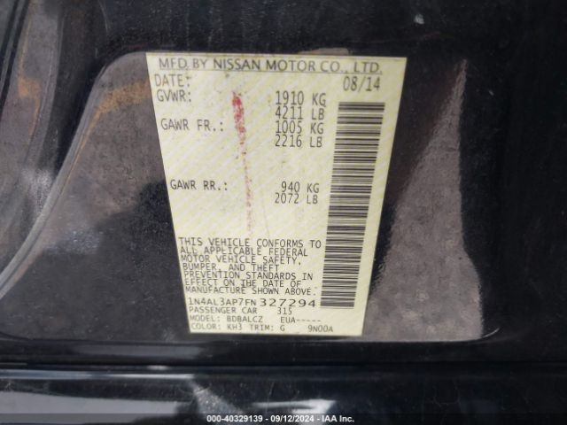 1N4AL3AP7FN327294 Nissan Altima 2.5/2.5 S/2.5 Sl/2.5 Sv