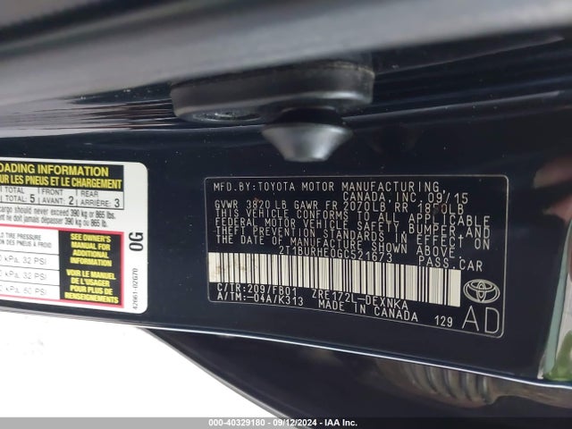 Toyota COROLLA LE 2016 2T1BURHE0GC521673 Image 9