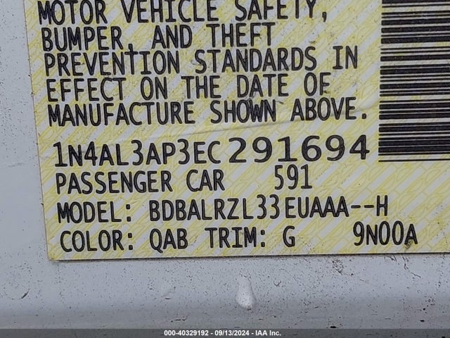 Nissan Altima 2.5 S 2014 1N4AL3AP3EC291694 Image 9