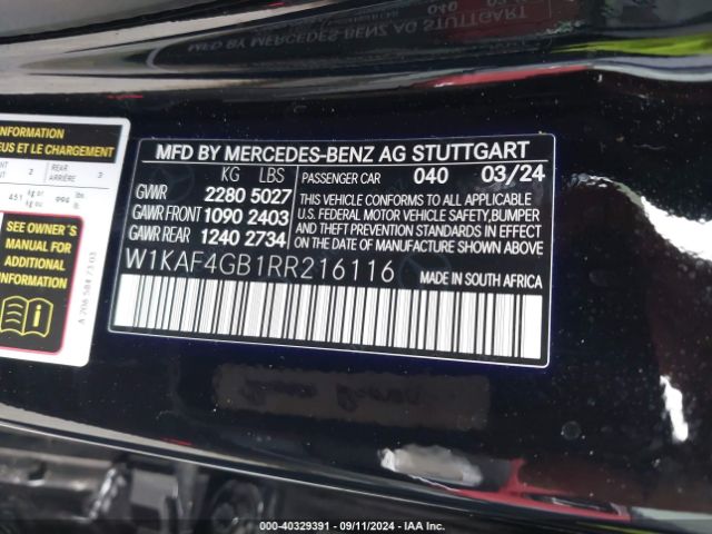 W1KAF4GB1RR216116 Mercedes-Benz C 300