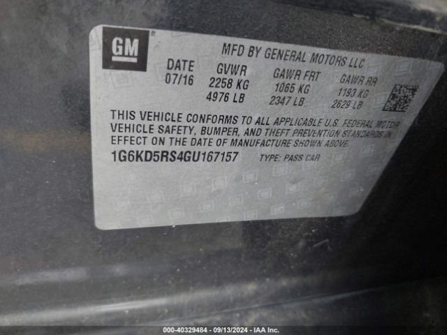1G6KD5RS4GU167157 Cadillac CT6 LUXURY