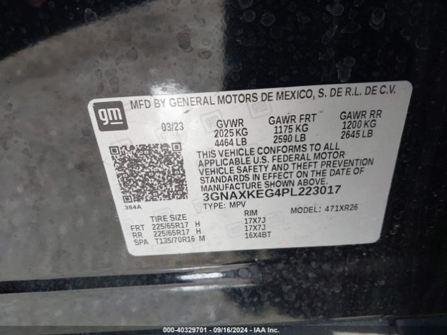 3GNAXKEG4PL223017 Chevrolet Equinox Fwd Lt