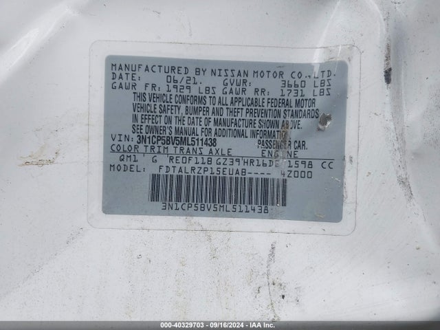 Nissan Kicks S Xtronic Cvt 2021 3N1CP5BV5ML511438 Image 9