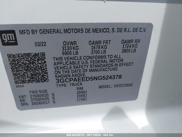 Chevrolet Silverado 1500 2wd  Short Bed Ltz 2022 3GCPAEED5NG524378 Image 12