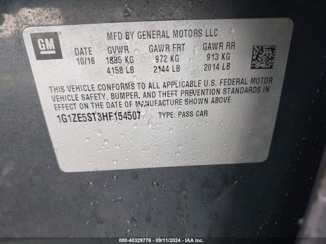 Chevrolet MALIBU 1LT 2017 1G1ZE5ST3HF154507 Image 9