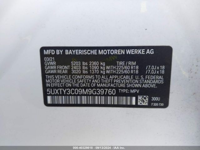 5UXTY3C09M9G39760 BMW X3 Sdrive30i