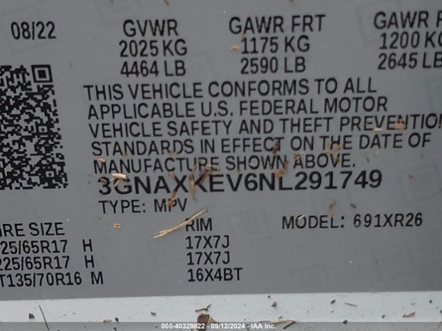 2022 CHEVROLET EQUINOX 3GNAXKEV6NL291749 Photo 8