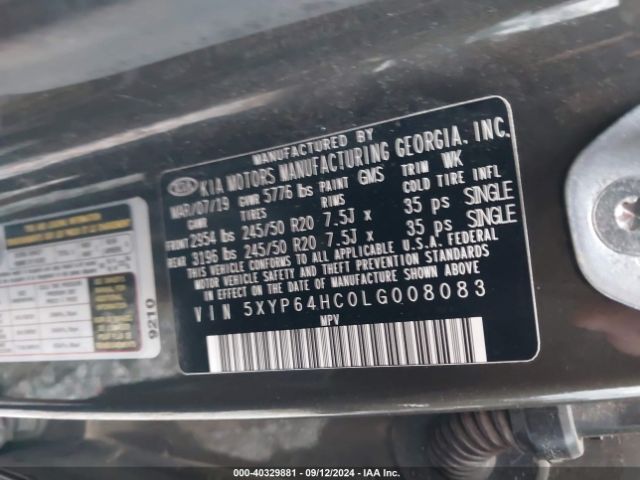 5XYP64HC0LG008083 KIA Telluride S