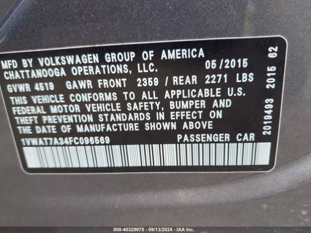 1VWAT7A34FC096569 Volkswagen Passat 1.8t Limited Edition