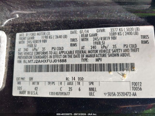 5LMTJ2AHXFUJ01888 Lincoln MKC