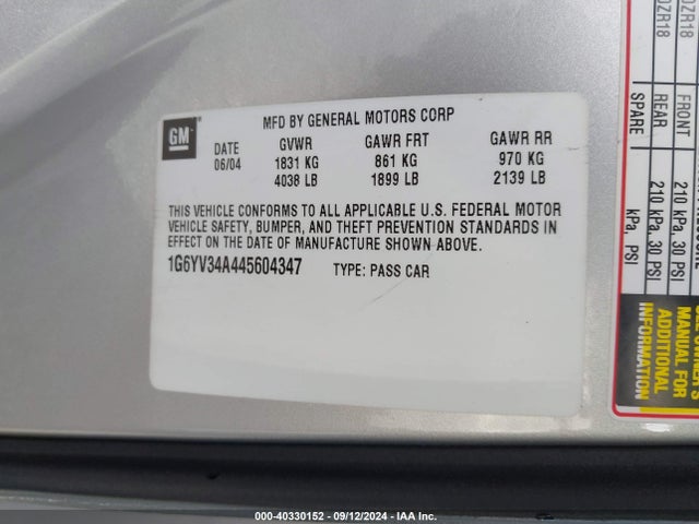 2004 CADILLAC XLR 1G6YV34A445604347 Photo 8