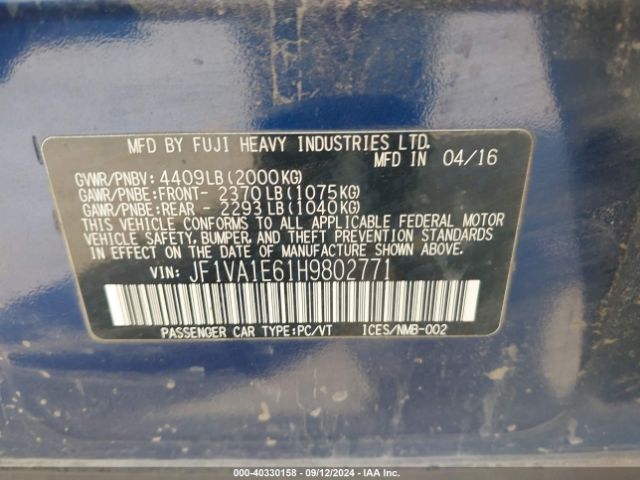 JF1VA1E61H9802771 Subaru Wrx Premium