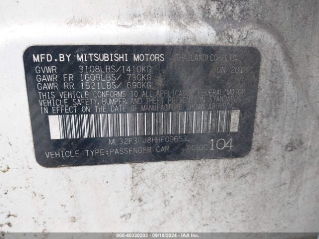 ML32F3FJ8HHF09653 Mitsubishi Mirage G4 Es