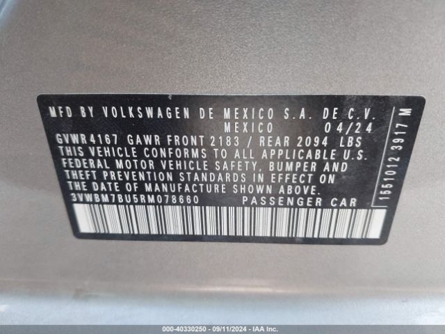 3VWBM7BU5RM078660 Volkswagen Jetta 1.5t Sport