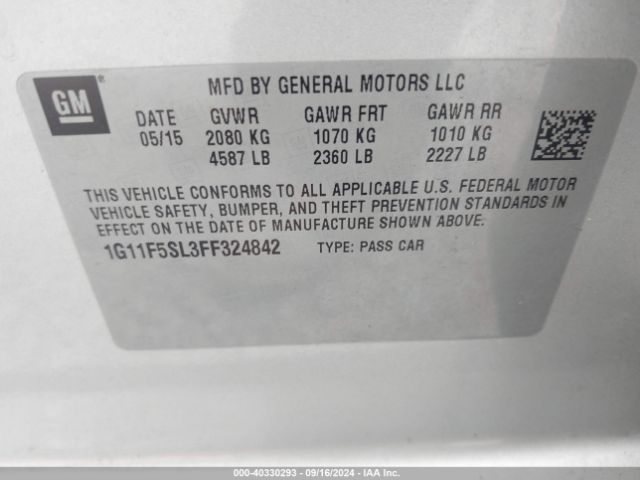 1G11F5SL3FF324842 Chevrolet Malibu 1lz