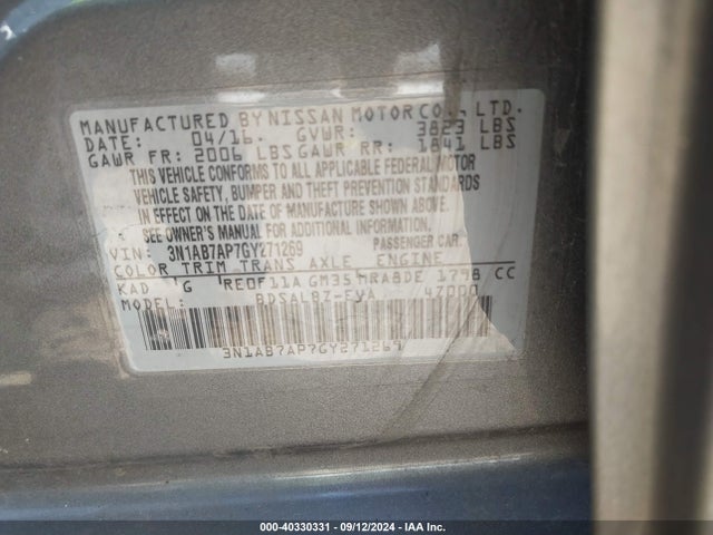 Nissan SENTRA S 2016 3N1AB7AP7GY271269 Image 9