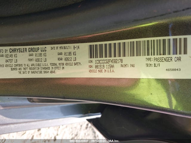 Chrysler 200 C 2015 1C3CCCCG2FN582178 Image 9