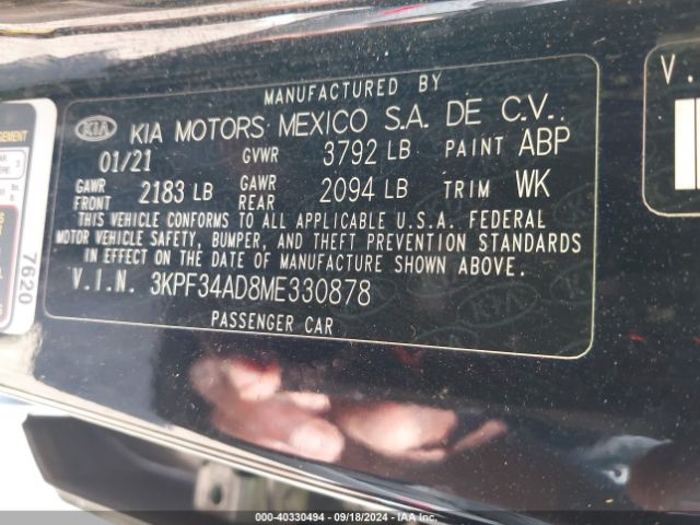 3KPF34AD8ME330878 KIA Forte Gt-line
