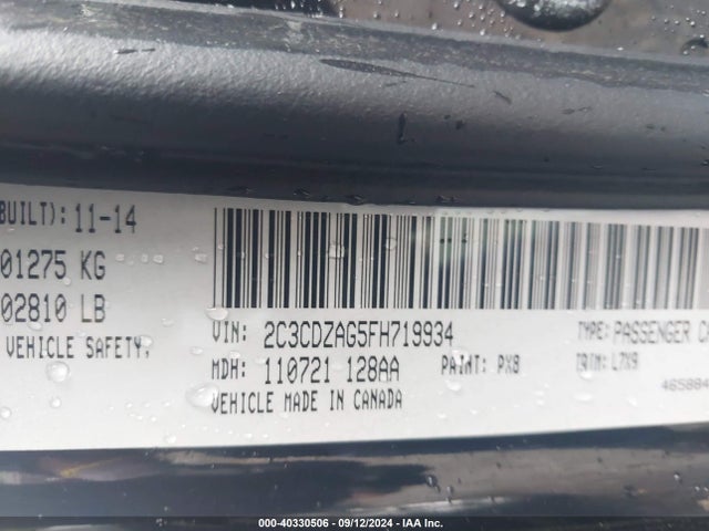Dodge Challenger Sxt 2015 2C3CDZAG5FH719934 Image 9