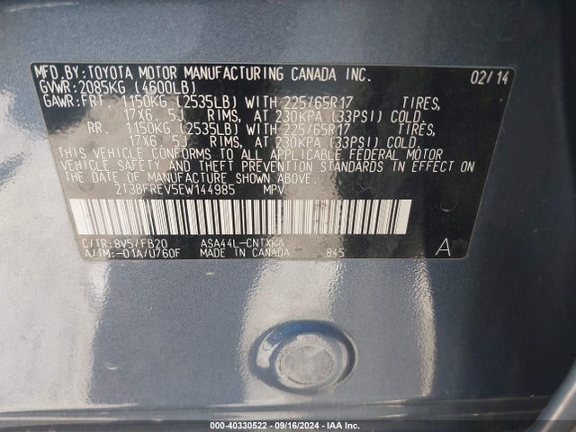 Toyota RAV4 LE 2014 2T3BFREV5EW144985 Image 9