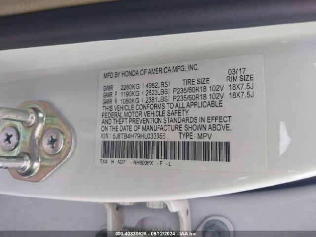 5J8TB4H79HL033056 Acura Rdx Advance Package