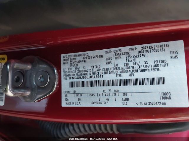 1FMCU9J96LUB45541 Ford Escape Titanium