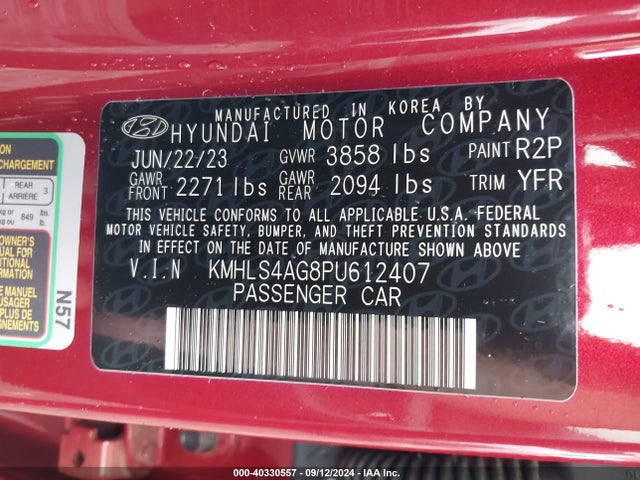 Hyundai ELANTRA SEL 2023 KMHLS4AG8PU612407 Image 9