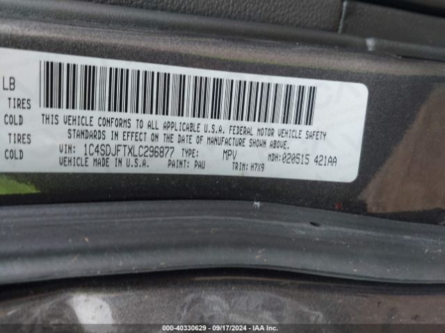 1C4SDJFTXLC296877 Dodge Durango Pursuit Awd