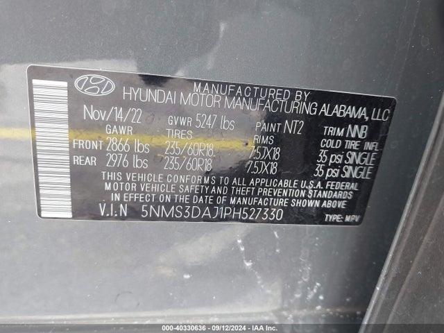Hyundai Santa Fe Sel 2023 5NMS3DAJ1PH527330 Image 9
