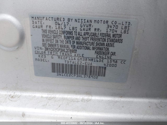 Nissan Versa Note Sl 2017 3N1CE2CP3HL378902 Image 9