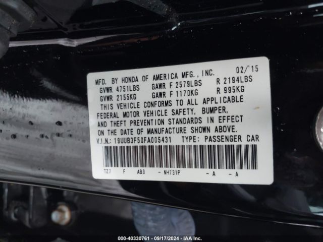 19UUB3F50FA005431 Acura Tlx V6 Tech