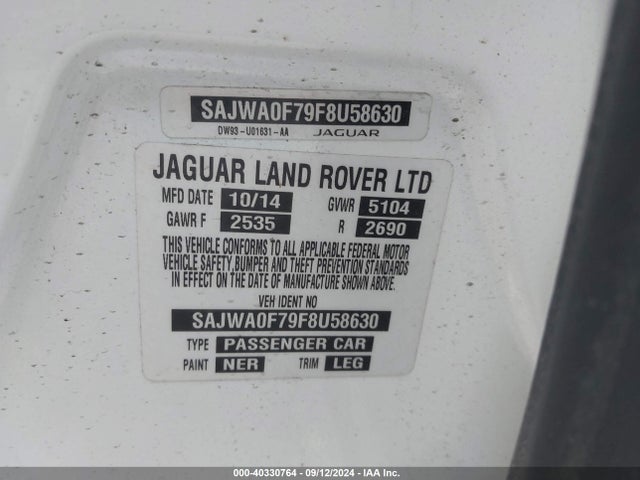 2015 JAGUAR XF SAJWA0F79F8U58630 Photo 8