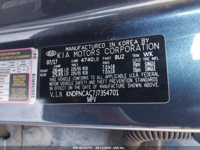 KNDPNCAC7J7354701 KIA Sportage Ex