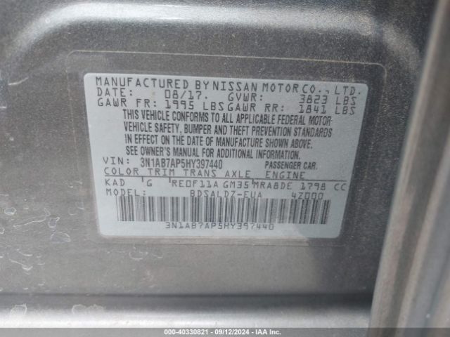 3N1AB7AP5HY397440 Nissan SENTRA SV