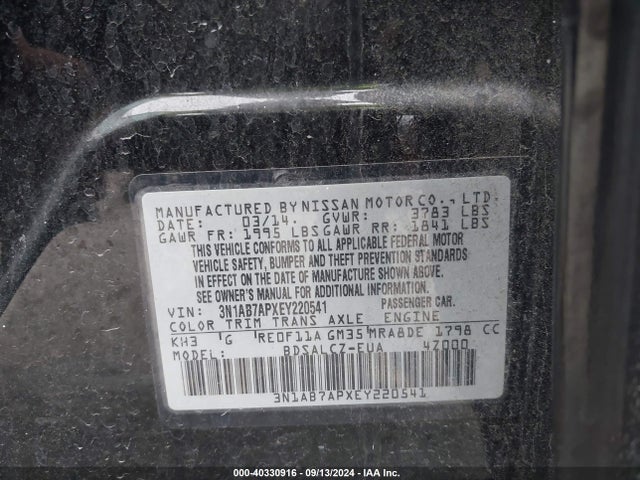 Nissan Sentra Fe+ S 2014 3N1AB7APXEY220541 Image 9