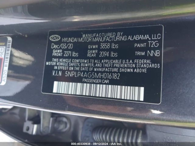 5NPLP4AG5MH016182 Hyundai Elantra Limited
