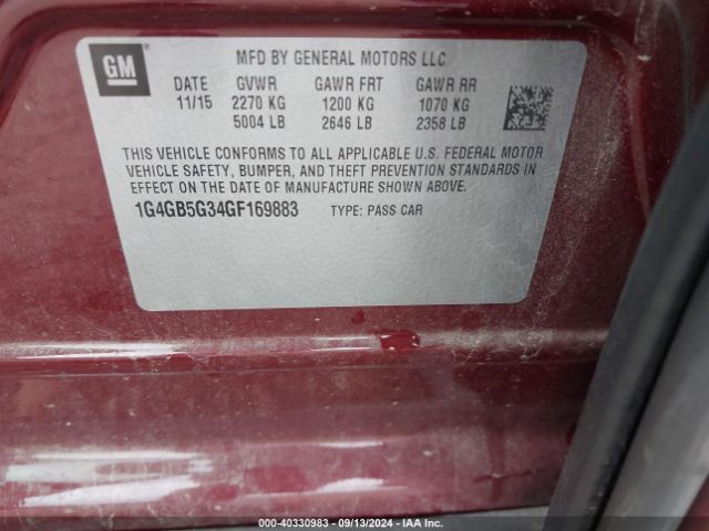 1G4GB5G34GF169883 Buick Lacrosse Leather