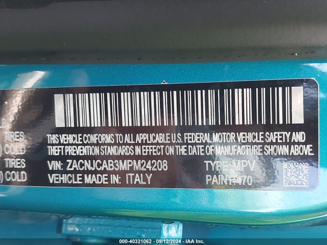 ZACNJCAB3MPM24208 Jeep Renegade Sport Fwd