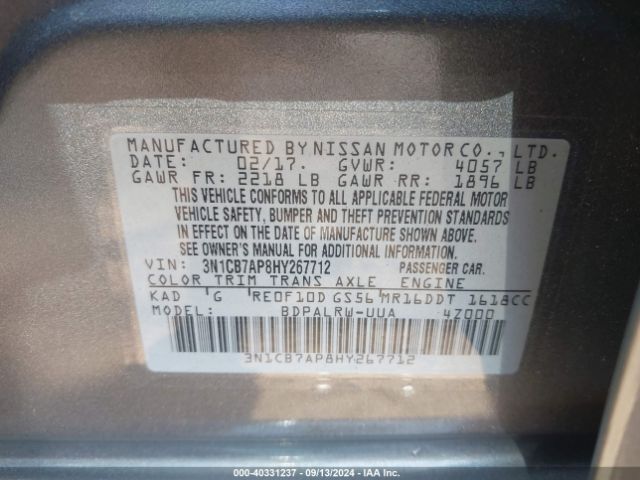 3N1CB7AP8HY267712 Nissan Sentra Sr Turbo