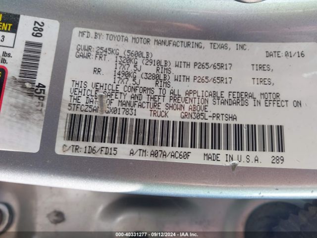 5TFCZ5AN0GX017831 Toyota Tacoma Trd Sport