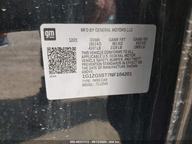 1G1ZG5ST7NF104201 Chevrolet Malibu Fwd Rs