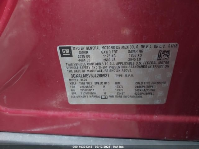 3GKALMEV6JL286937 GMC Terrain Sle