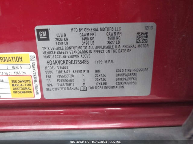 5GAKVCKD9EJ255485 Buick Enclave Premium