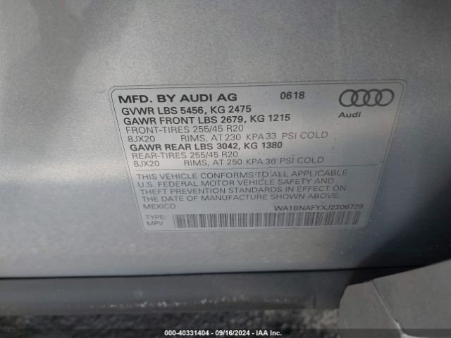 WA1BNAFYXJ2206729 Audi Q5 2.0t Premium/2.0t Tech Premium