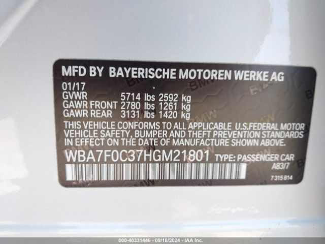 WBA7F0C37HGM21801 BMW 750i