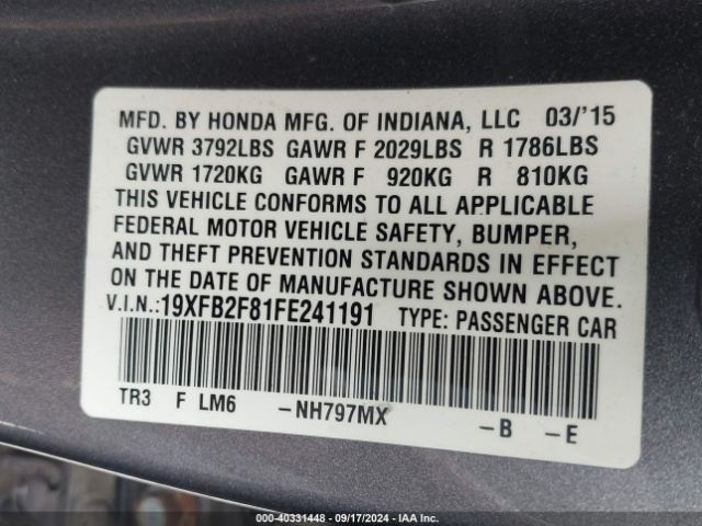 19XFB2F81FE241191 Honda CIVIC EX